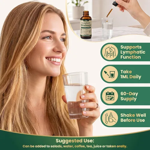 Vista 2 de Dalin Gotas de drenaje linfático liposomal - Suplemento de drenaje linfático orgánico 21 en 1 con raíz de bardana, equinácea, saúco, caléndula