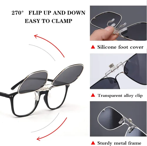 Vista 4 de TERAISE Gafas de sol con clip abatibles polarizadas HD unisex para exteriores conducción UV400