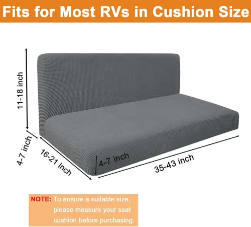 Vista 6 de 1 juego de fundas de cojín elásticas para autocaravana con 1 funda de respaldo, 1 funda de banco, lavable a máquina, ajuste universal para fundas