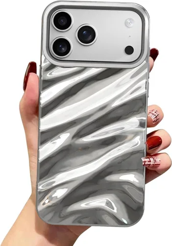 Vista 34 de QLTYPRI Funda compatible con iPhone 11, bonita funda con patrón de ondas de agua para niñas y mujeres, delgada, satinada, brillante, suave, de Beige