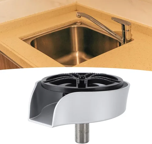 Vista 7 de Glass Rinser Cup Washer, Stainless Steel Automatic Pressure Glass Washer, Silver - Rust, Easy Sink Attachment, Suitable for Kitchen Use (Silver)