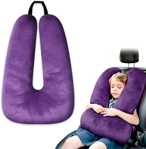 Vista 12 de Atablyn La almohada de cuello para niños proporciona doble apoyo a la cabeza y el cuello en cualquier posición de sueño en vuelos, automóviles