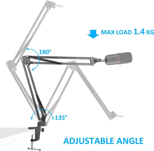 Vista 4 de SUNMON - Soporte y brazo de micrófono SoloCast, brazo de suspensión ajustable, brazo de tijera, compatible con HyperX SoloCast 2 & 1 Micrófono