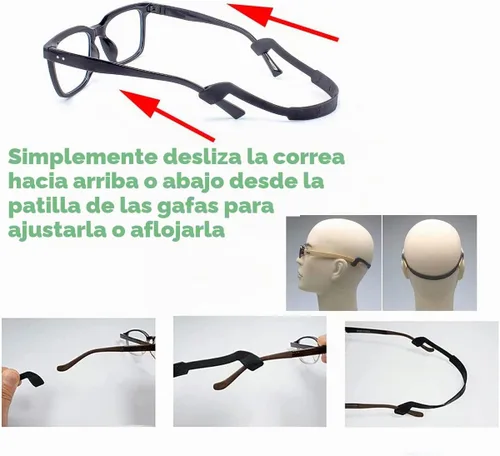 Vista 4 de Retenedores de gafas de la correa de las gafas, correa de gafas de silicona, correas elásticas antideslizantes para gafas de sol deportivas, 3