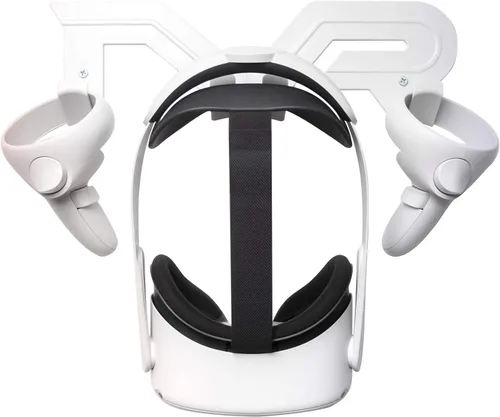 Vista 7 de Soporte de mango de palo largo y auriculares de realidad virtual y controlador de montaje en pared, gancho compatible con Quest 2