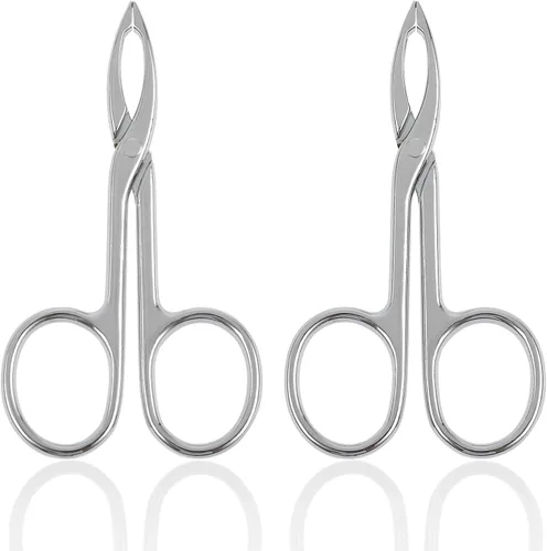 Vista 8 de WLLHYF 2 piezas de tijeras para cejas, pinzas con mango de punta recta, removedor de tijeras para cejas, cabello facial, cuidado de las cejas