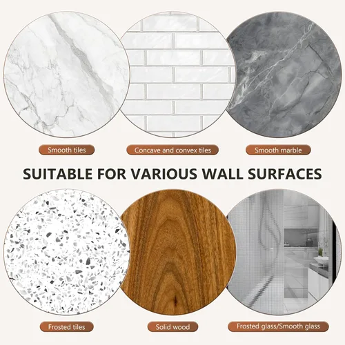 Vista 9 de Colgador de utensilios de cocina: soporte para colgar en pared, 7 ganchos, sin taladrar para cocina, despensa, baño, sala de estar de 15.75 pulgadas