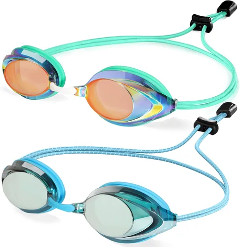 Vista 8 de Racing Swim Goggles for Adult Men Women with Bungee Strap No Leaking