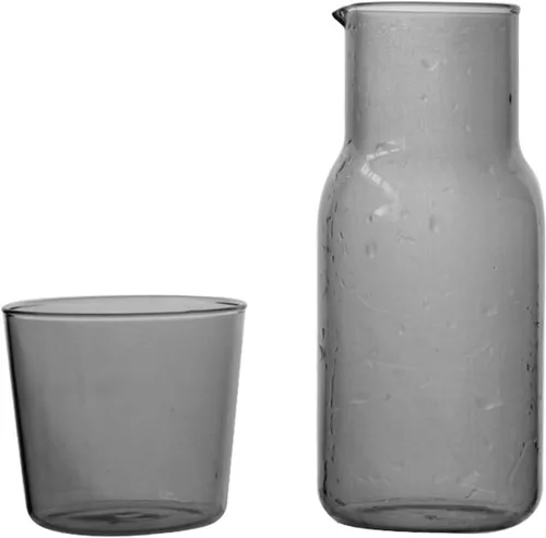 Vista 9 de Juego de jarras de agua de vidrio para mesita de noche con taza, jarra de vidrio con tapa para enjuague bucal para dormitorio, baño, jugo, vino