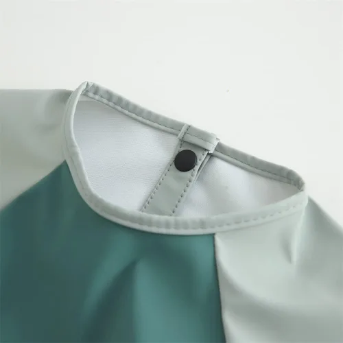 Vista 3 de Baberos impermeables para bebés, babero de alimentación de manga larga con recogedor de alimentos, se limpia y lavable