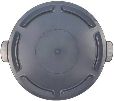 Vista 2 de Kratos - Tapa superior plana redonda para bote de basura de 32 galones, modelo central 576-A22, gris