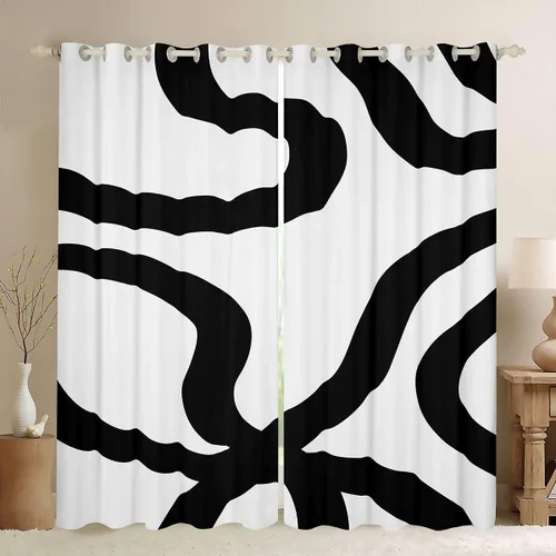 Vista 12 de jejeloiu Cortinas grises y rojas para dormitorio, sala de estar (2 paneles, 38 x 45 pulgadas), cortinas opacas con rayas geométricas, cortinas