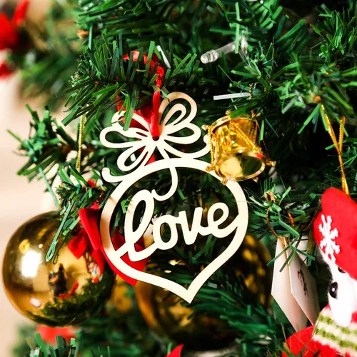Vista 5 de Bememo 30 adornos de Navidad a granel de madera para árbol de Navidad, colgantes de fe, esperanza, rústico, religioso, cristiano, adornos huecos
