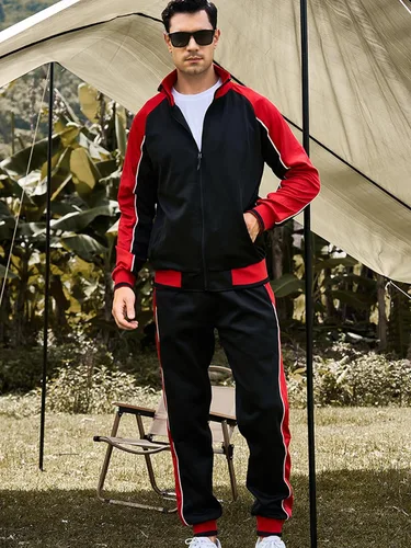 Vista 2 de Litteking Conjunto deportivo de 2 piezas para hombre, de manga larga, casual, para correr