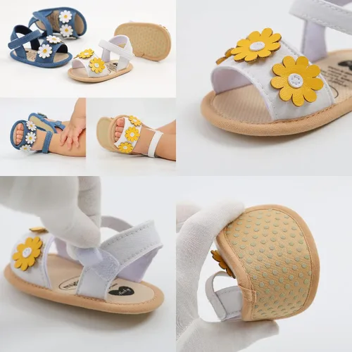 Vista 5 de Ohwawadi Sandalias para bebés niños y niñas, suela suave, vestido de boda, zapatos planos, sandalias de playa, zapatos de cuna para recién nacidos