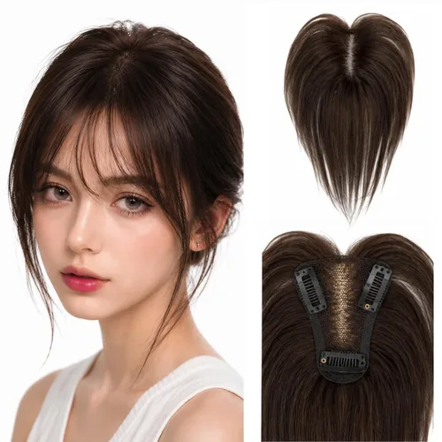 Vista 12 de Anemone Extensiones de cabello humano de encaje tejido a mano con clip en extensiones naturales brasileñas para mujer, cubierta recta para pérdida 7