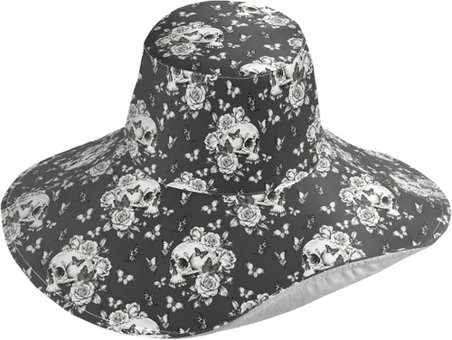 Vista 25 de MNSRUU Wide Brim Hats Skull Sun Hat Packable Sun Visors Floppy Summer Beach Hat for UV Protection