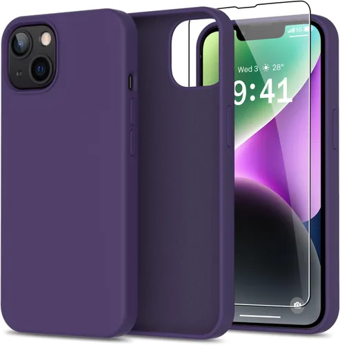 Vista 32 de bemal Funda para iPhone 14 Pro con protector de pantalla, silicona líquida de ajuste delgado, forro de microfibra suave, diseñada para mujeres