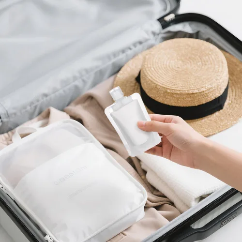 Vista 6 de 15 bolsas portátiles de embalaje de maquillaje líquido de viaje, bolsas portátiles 2025 para artículos de tocador, accesorios de viaje recargables