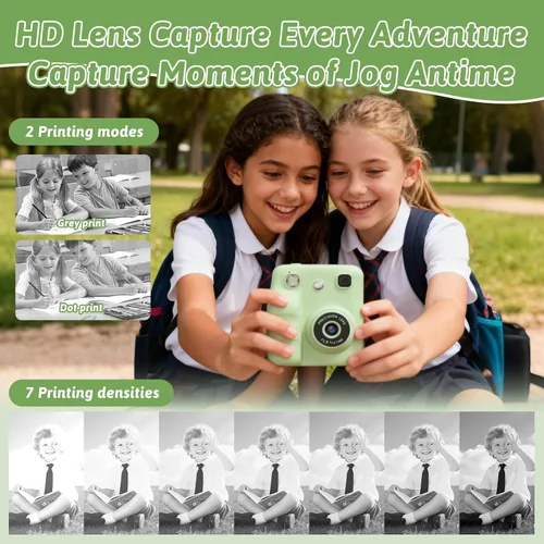Vista 5 de Cámara a color para niños, impresión instantánea, cámara instantánea con papel fotográfico de 4 colores, video HD de 1080P y cámaras digitales