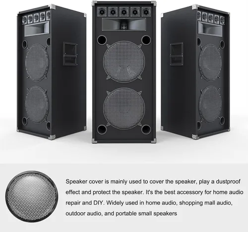 Vista 3 de Cubierta de rejilla de altavoz de malla negra protector de parrilla de subwoofer (con clips, tornillos), [para bricolaje de audio doméstico], 10