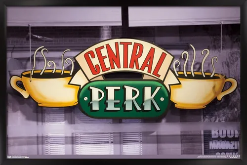 Vista 8 de Trends International Friends - Póster de pared de Central Perk, 14.725 x 22.375 pulgadas, versión enmarcada de madera de granero