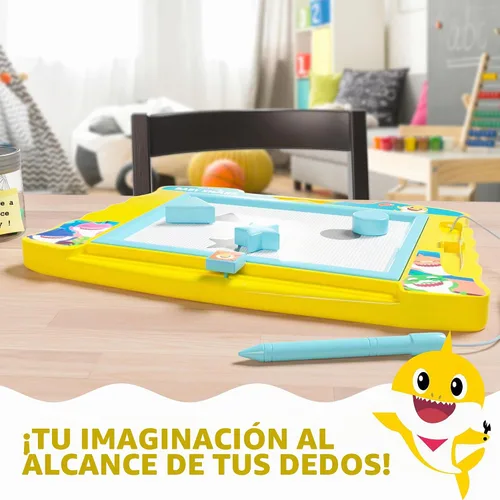 Vista 8 de Lollipop Baby Shark - Pizarra de dibujo magnética con lápiz capacitivo y 3 sellos, para niños o niñas (azul).