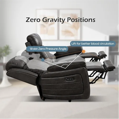 Vista 2 de Zero Gravity Power - Juego de sofá reclinable de 2 piezas con reposacabezas ajustable, sofá reclinable eléctrico y sofá biplaza con puntos de carga
