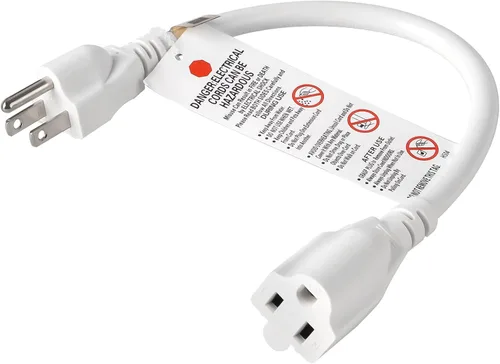 Vista 10 de VSEER Cable de extensión resistente de 1 pie 1875 W 15 A, protector de salida de 3 puntas, 14 AWG, cable de extensión de alimentación corto, negro