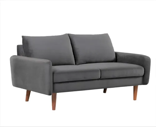 Vista 3 de Container Furniture Direct Kent Sofá biplaza de terciopelo para salas de estar modernas y espacios compactos, cómodo sofá de 2 plazas, muebles