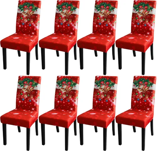 Vista 9 de Juego de fundas para sillas de comedor, de elastano, súper ajuste, elásticas, extraíbles y lavables, fundas protectoras para sillas Parsons