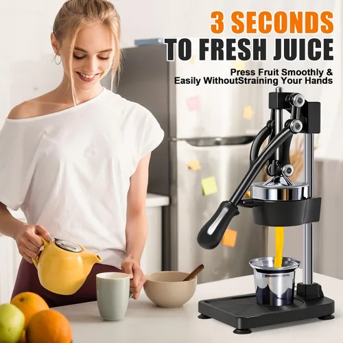 Vista 6 de Exprimidor manual de cítricos de hierro fundido, prensa manual comercial, exprimidor de encimera resistente para jugo de limón naranja fresco, fácil