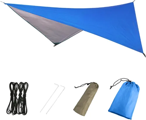Vista 14 de Azarxis Hamaca de lona para camping, mosca de lluvia, toldo impermeable para tienda de campaña, toldo de tela para picnic para senderismo al aire