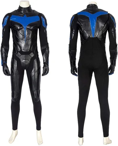 Vista 2 de LILLIWEEN Disfraz de Dick Grayson para hombre disfraz de Halloween cosplay guantes de máscara conjunto completo