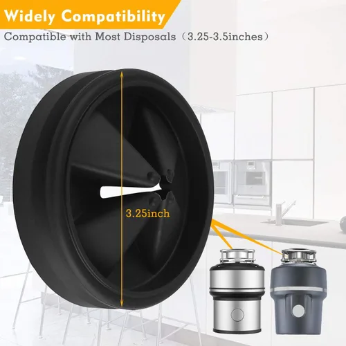 Vista 7 de Baffle QCB-AM, repuesto para serie Evolution, protectores contra salpicaduras para eliminación de basura, cuello completo, tapones de drenaje, Negro