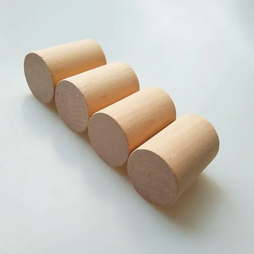 Vista 5 de Paquete de 4 elevadores de madera para muebles de 2 pulgadas de altura extra, patas redondas de madera natural para elevar pies sólidos, extensor