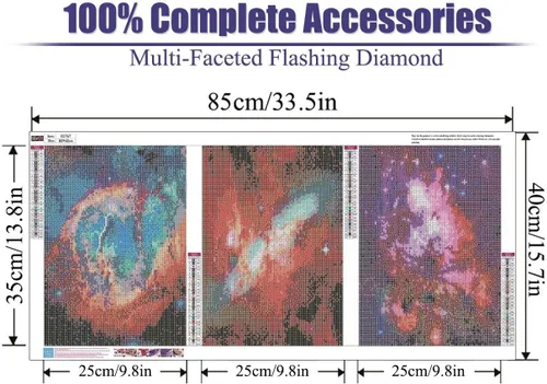 Vista 2 de pchmcu Paquete de 3 Kits de Pintura de Diamantes Galaxia para Adultos, Pintura de Arte de Diamantes 5D, Bricolaje Taladro Completo Cristal Estrás