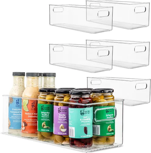 Vista 20 de Contenedor de plástico transparente para almacenamiento de alimentos con asas para organizar cocina, despensa, refrigerador, congelador, despensa