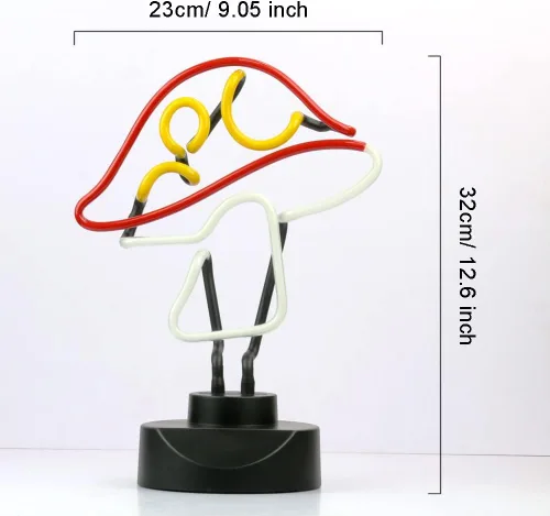 Vista 4 de Escultura de luz de neón de tubo de vidrio real de 12 V, letrero de neón de hongo para escritorio, decoración de pared hecha a mano, arte de pared
