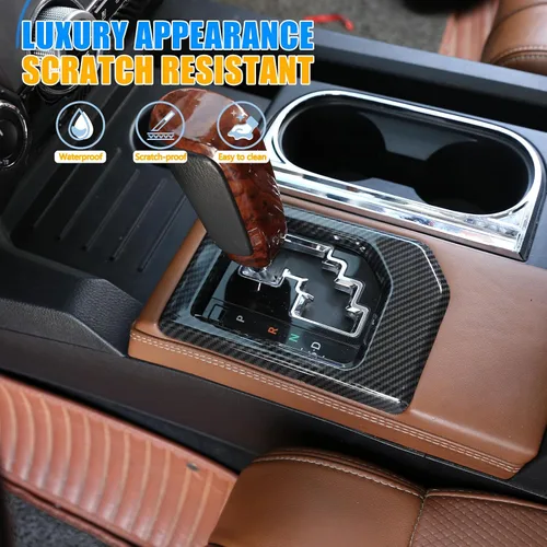 Vista 3 de Compatible con Toyota Tundra 2014-2021 ABS Consola Central Cambio Panel Marco Embellecedor Accesorios de Auto (Estilo Fibra de Carbono)
