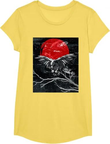 Vista 36 de Red Moon Raven - Camiseta japonesa de cuervo negro, Negro, S