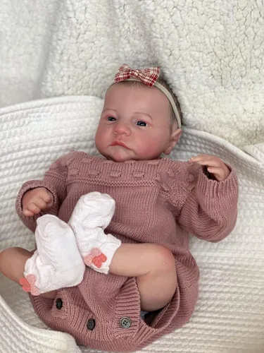 Vista 4 de iCradle Muñeca de bebé realista Reborn de 19 pulgadas, 18.9 in, cuerpo suave, muñeca recién nacida, hecha a mano, juguete para niños pequeños a