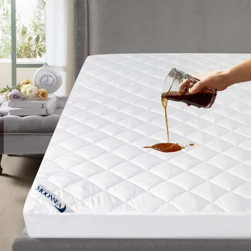 Vista 6 de Protector de colchón Queen impermeable, absorbente, funda de colchón tamaño Queen, protector de colchón acolchado ajustable con bolsillo profundo