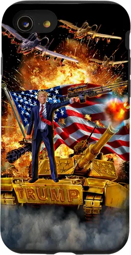 Vista 18 de iPhone 16 Presidente Donald Trump monta una funda dorada