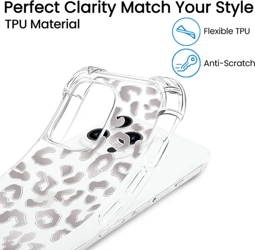 Vista 6 de Hi Space Funda compatible con iPhone 15 Pro Max con estampado de leopardo, diseño de guepardo, TPU suave y flexible, elegante, delgada, bonita