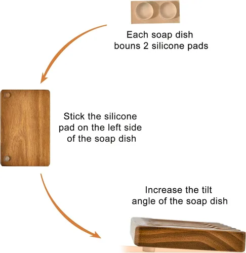 Vista 3 de SUBEKYU Jaboneras de madera para baño/ducha, soporte para jabón de barra con bandeja autodrenante, protector de jabón de drenaje de cascada natural