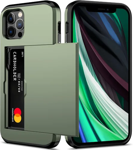 Vista 28 de Nvollnoe Funda para iPhone 11 con tarjetero resistente de protección de doble capa a prueba de golpes, ranura para tarjetas oculta, funda delgada