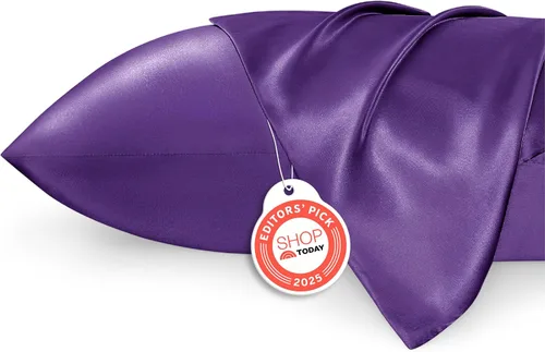 Vista 56 de Bedsure Paquete de 2 fundas de almohada de satén similares a las fundas de almohada de seda tamaño estándar, funda de almohada para mujeres que
