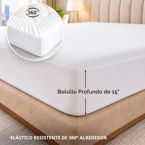Vista 7 de Alaskan King - Funda protectora de colchón impermeable, estilo ajustado, tela de rizo súper suave, color blanco, se adapta a bolsillos de hasta 15