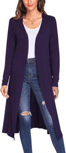 Vista 18 de Bluetime Women Open Front Maxi Cardigan Negro